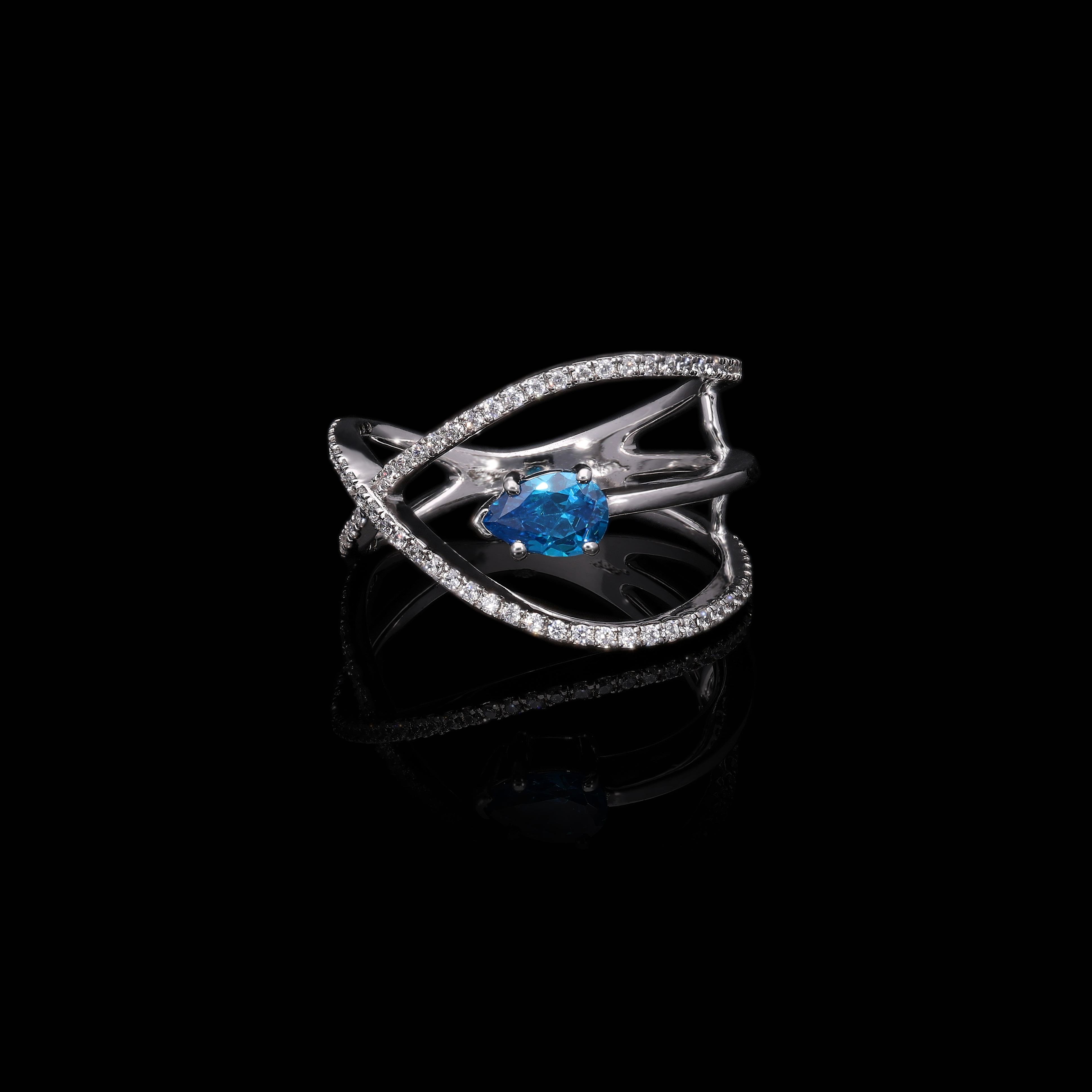 Blue Pear Lab Grown Diamond Ring