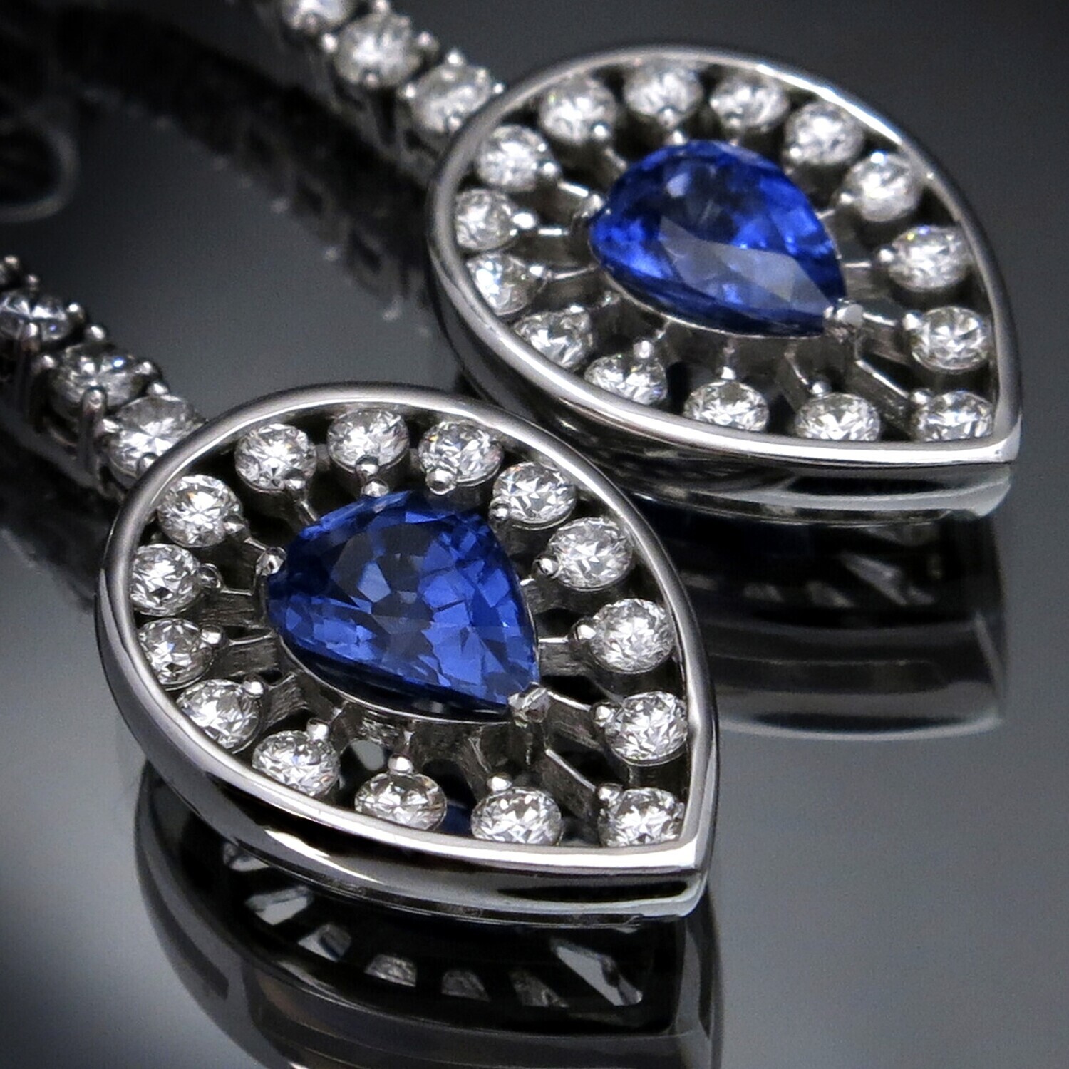 14K Gold Earrings with Blue Sapphires and Diamonds CGS