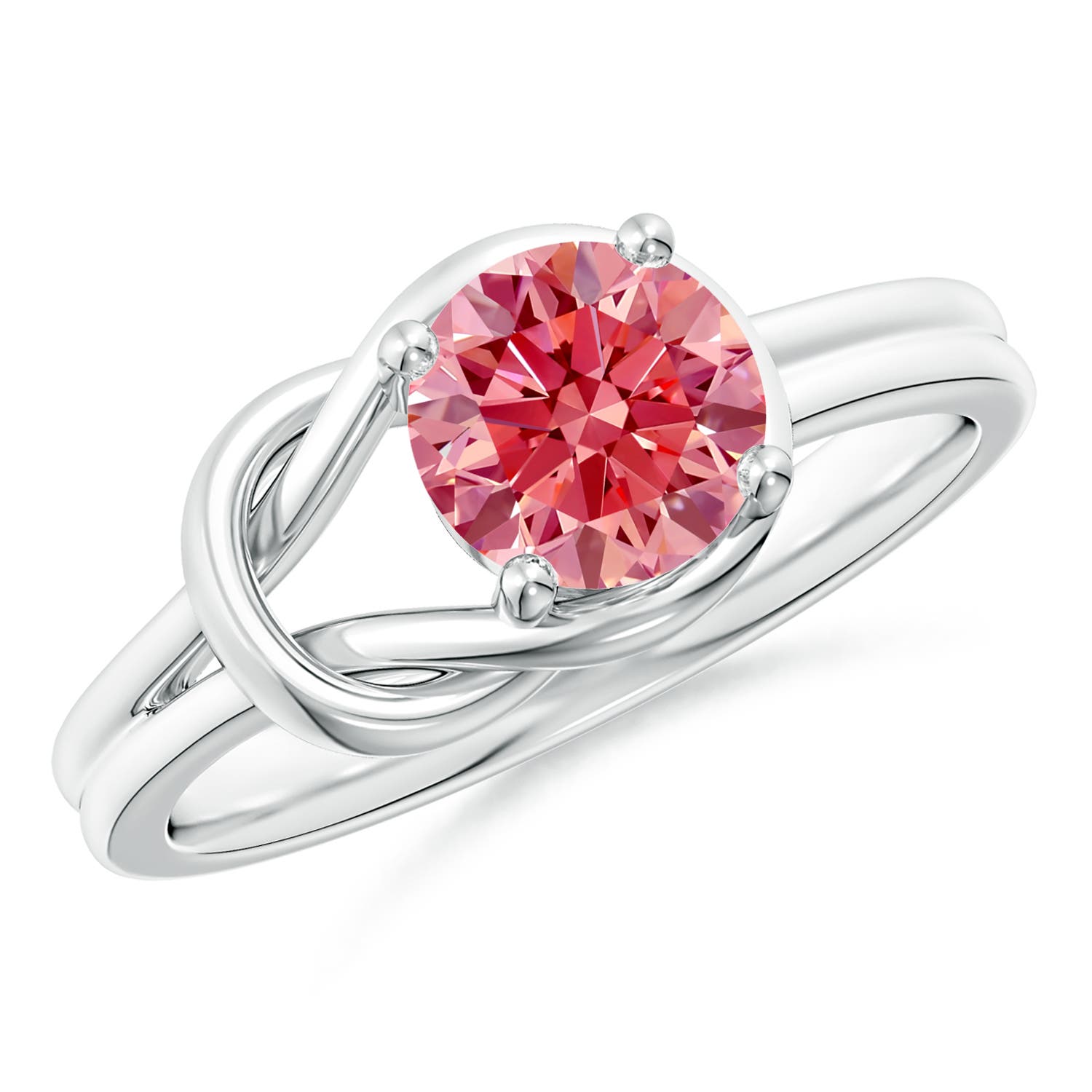 Solitaire Round Lab Grown fancy Intense Pink Diamond Ring
