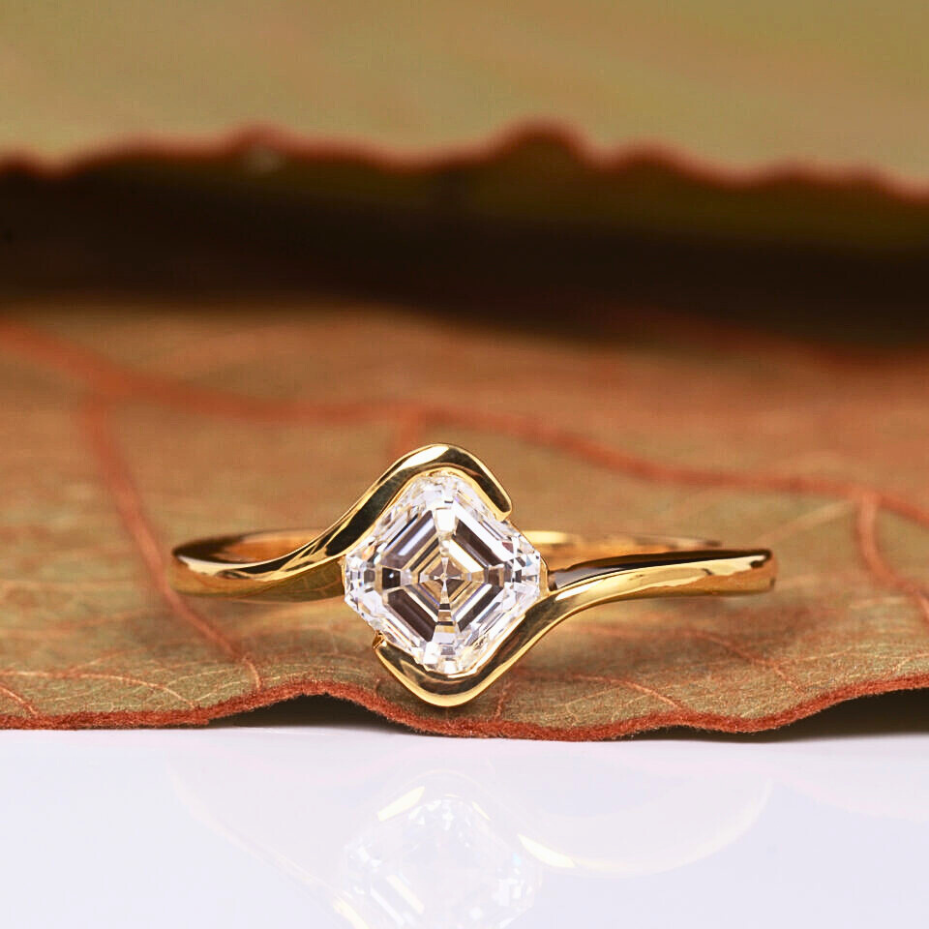 1 Carat Asscher Cut Lab Grown Diamond Ring