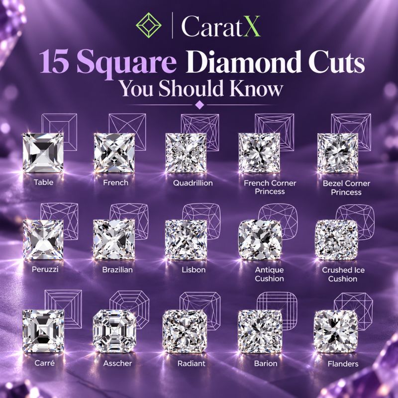 15 Square Diamond Cuts You Should Know: The Complete Guide to Square Diamond Styles, Facet Patterns & Buying