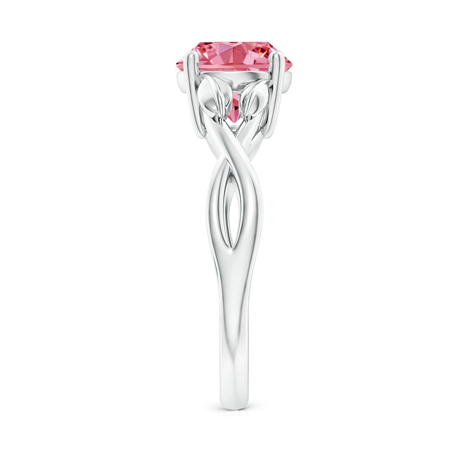 Fancy Intanse Round  Pink Lab Grown Diamond Solitaire Ring