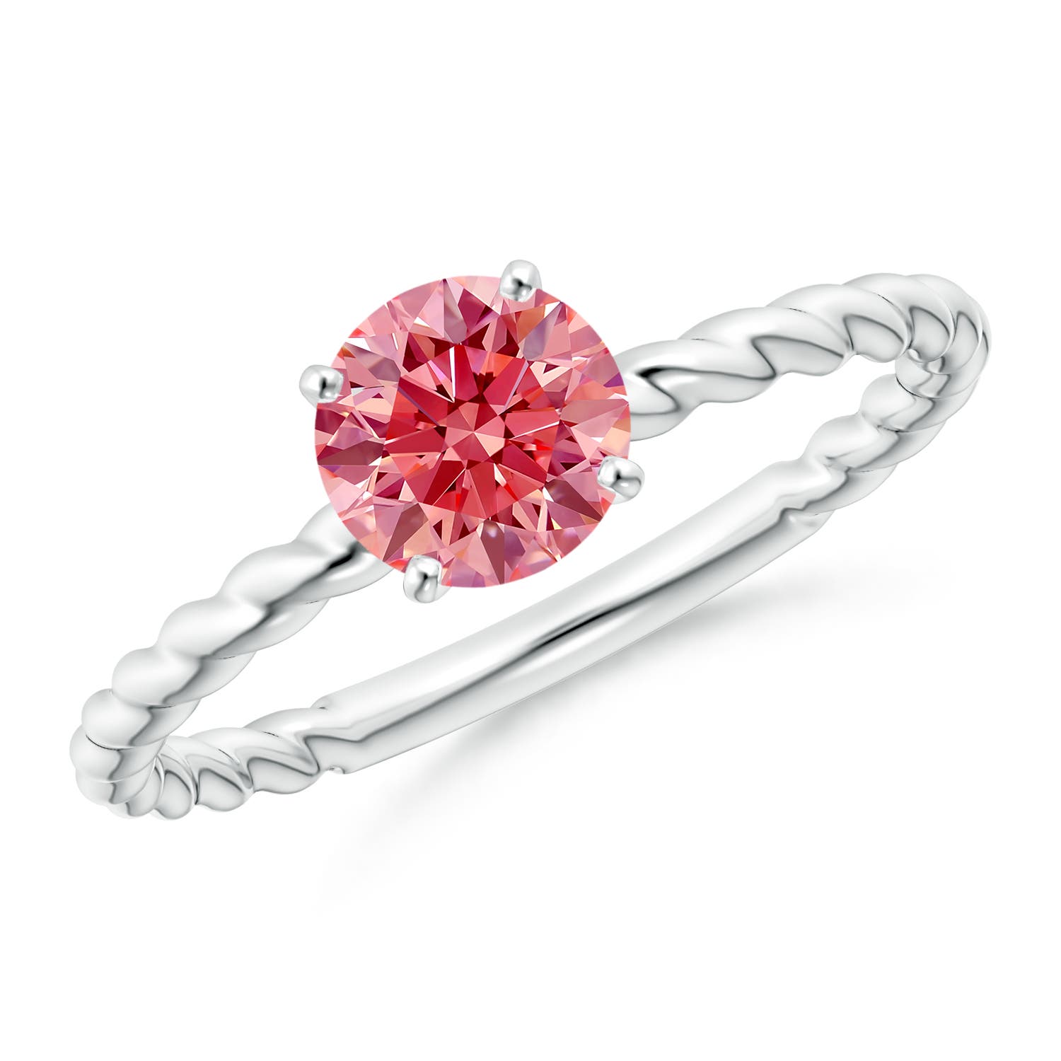 Lab Grown Fancy Intense Pink Diamond Solitaire Engagement Ring