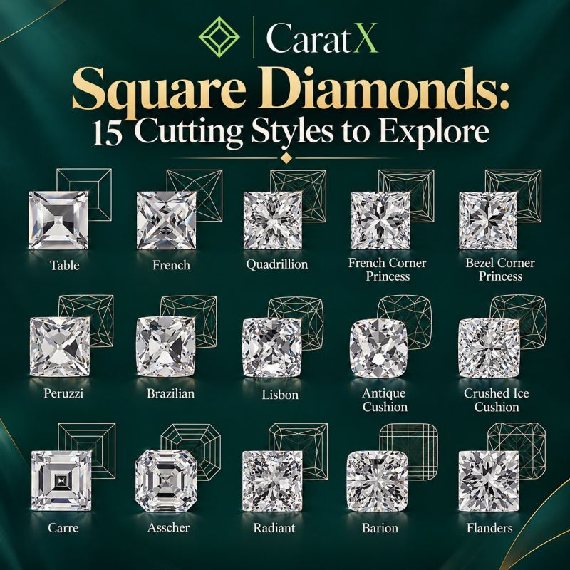 💎 15 Square Diamond Cutting Styles: The Complete Guide to Facet Patterns, Sparkle & Buying