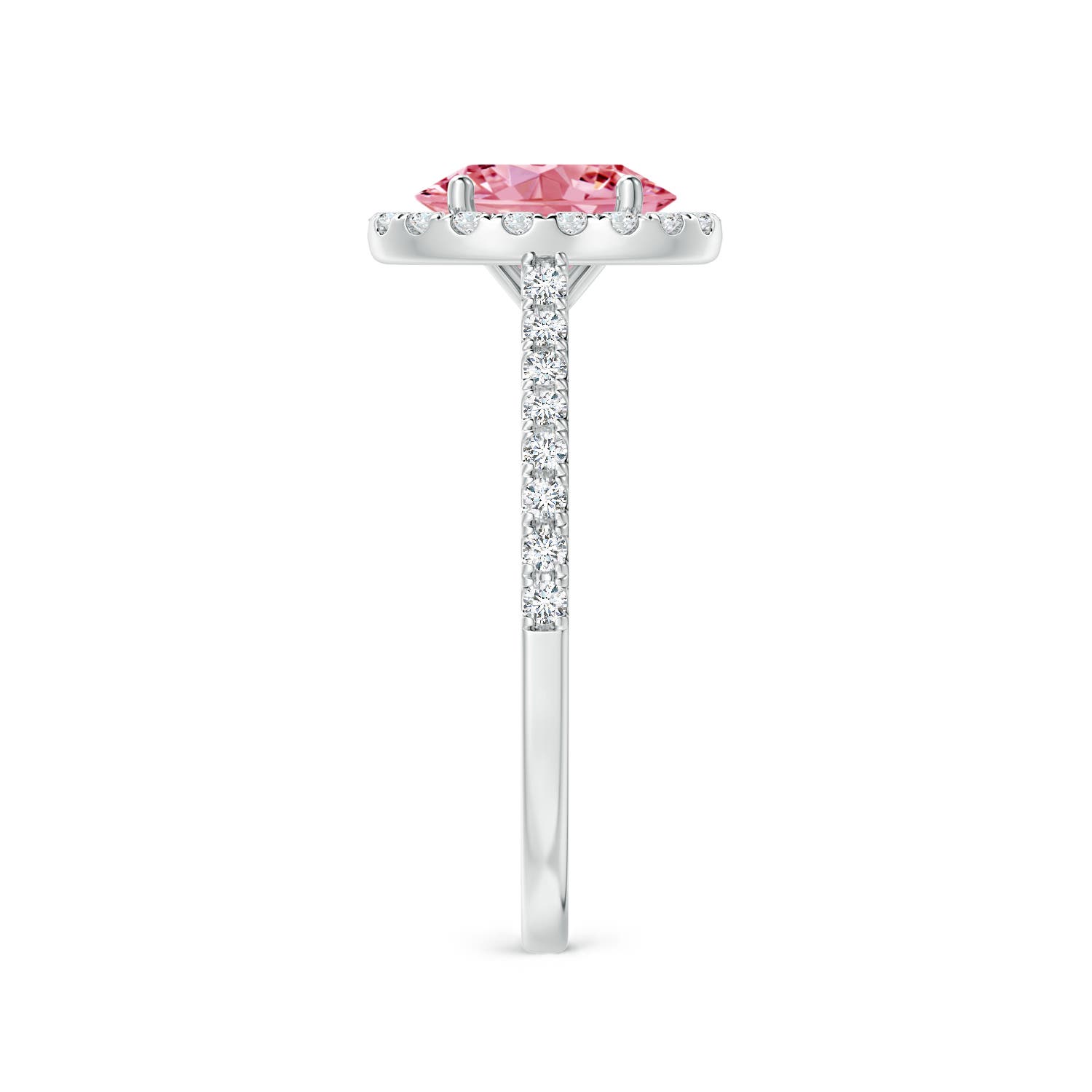 Emerald Cut Morganite Engagewment Ring With Pink Diamond