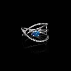 Blue Pear Lab Grown Diamond Ring