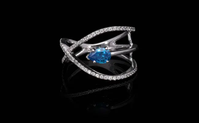 Blue Pear Lab Grown Diamond Ring