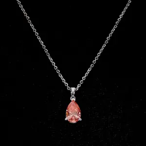 Lab Grown Fancy Pink Pear Pendant