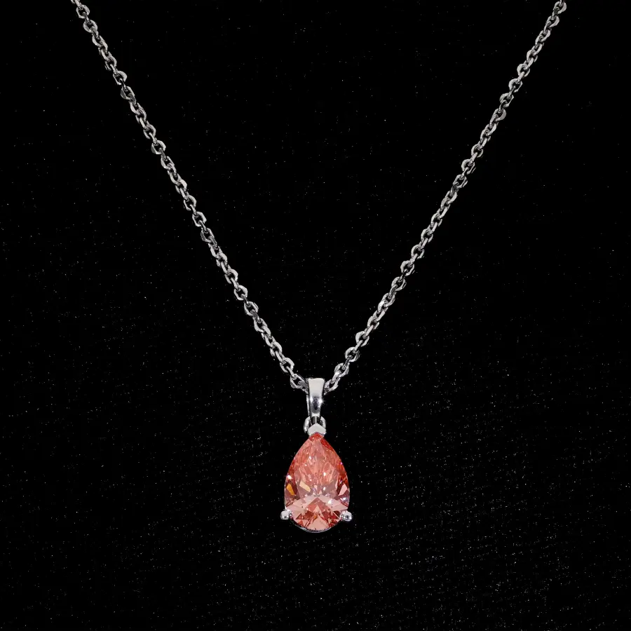 Lab Grown Fancy Pink Pear Pendant