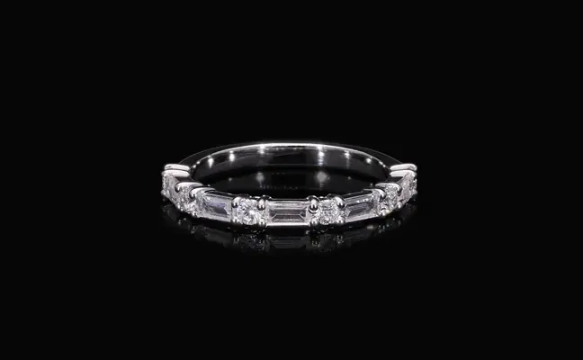 Baguette Cut Lab Grown Diamond Half Eternity Band