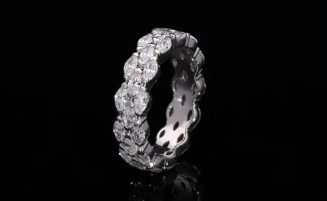 Marquise Cut Lab Grown Diamond Three Row Eternity Wedding Band