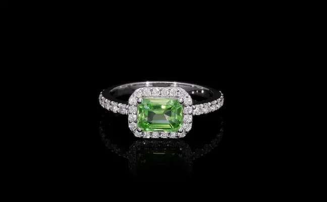 Peridot Diamond Halo Ring for Her