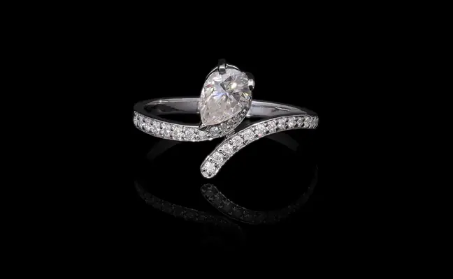 Pear Cut Bypass Shank Solitaire Ring