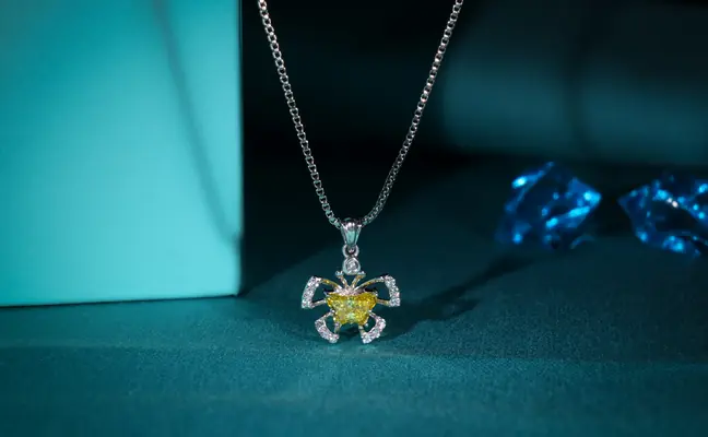 Fancy Yellow Butterfly Cut Lab Grown Diamond Pendant