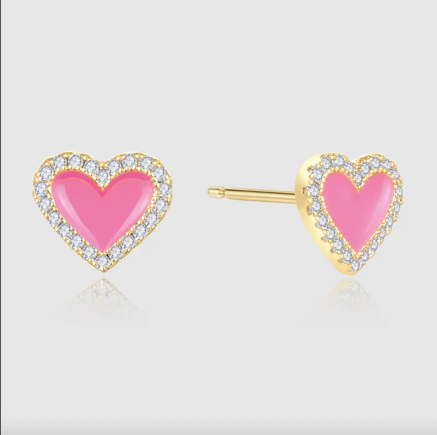 CartaX Red Heart Ear Rings Diamond Jewelry - Valentines Day CaratX Diamond Jewelry