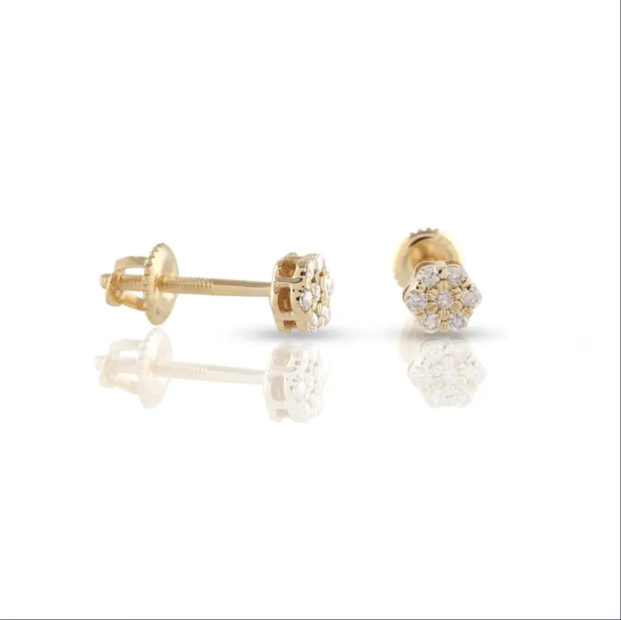 0.44ct Yellow Gold Flower Diamond Earrings by CaratX - CaratX Diamond Earrings Collection