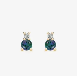 CaratX Solitaire Greenwich Alexandrite & Diamond Earrings Studs