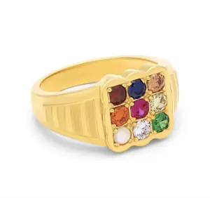 Navaratna Rings -The Infamous 9 Gem Navaratna Ring - Yellow Gold