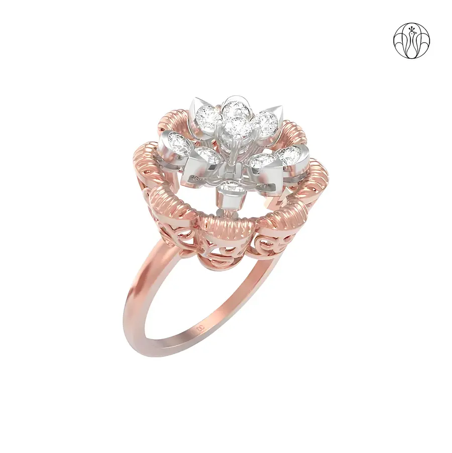 Saraswati Ring (CI. Zaveri) 0.474 CTW 9 PCS VS1 Lab Grown Round Diamond  Ring