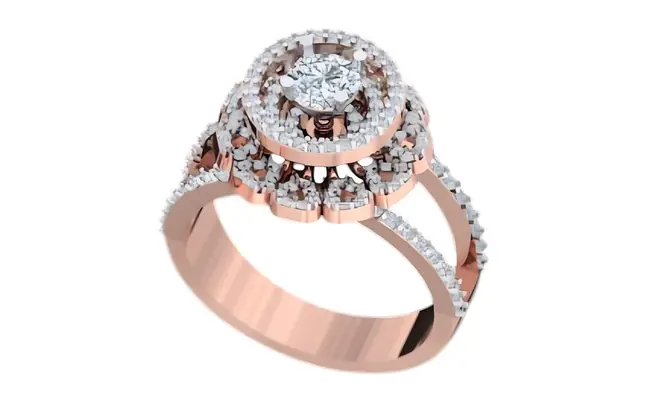 Sharanya Ring (CI. Zaveri)- 1.36 CTW 180 PCS VS1 Lab Grown Round Diamond Statement Design Ring