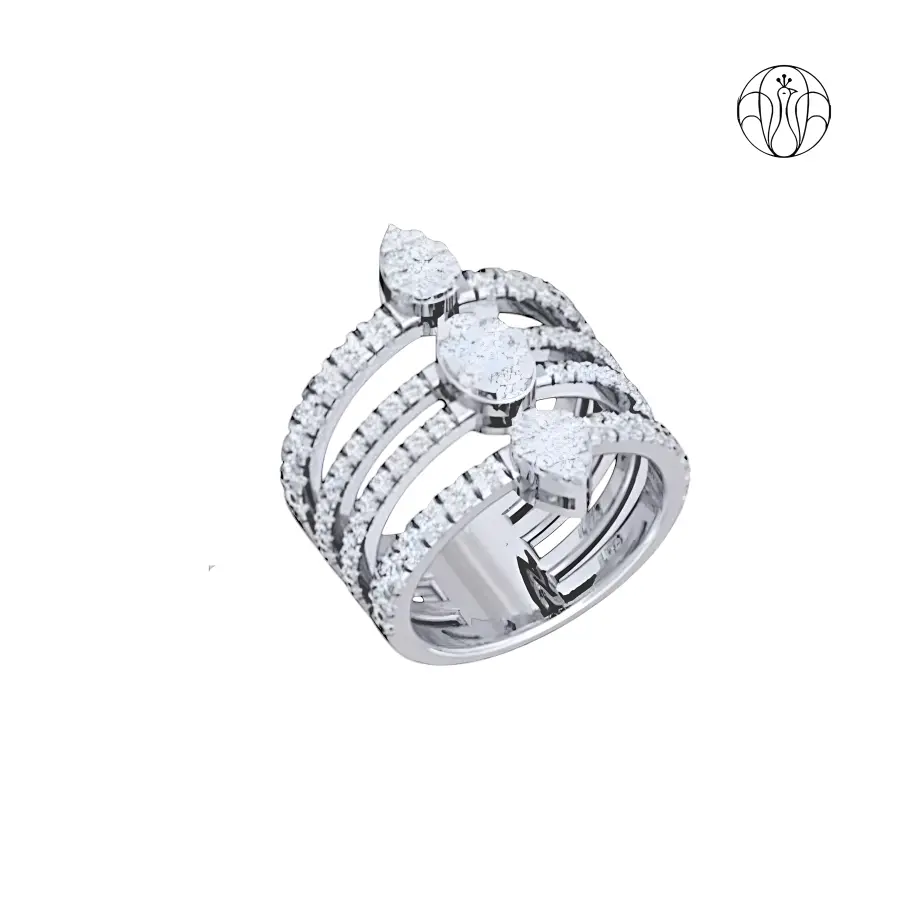 Aurelia Ring(CI. Zaveri)-  1.983 CTW 87 PCS VS1 Lab Grown Round Diamond Statement Ring