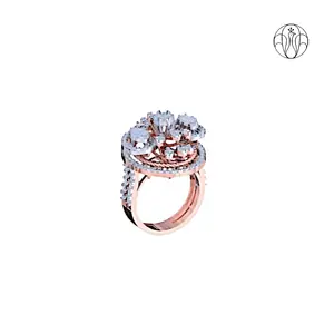 Aadira Ring (CI. Zaveri)- 1.779 CTW 155 PCS VS1 Lab Grown Round Diamond Designer Floral Ring