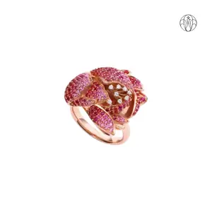 Aurelia Bloom Ring (CI. Zaveri)- Pink 3D floral cluster ring