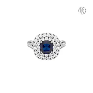 Diana Sapphire Ring (CI. Zaveri)- 0.7 CTW 72 PCS VS1 Lab Grown Round Diamond Ring