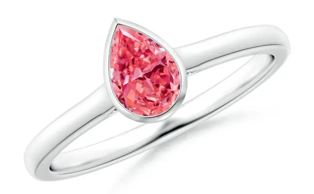 pear Shape Lab Grown Fancy Intense Pink Diamond Engagement Ring