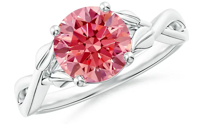 Solitaire Lab Grown fancy Intense Pink Diamond Ring