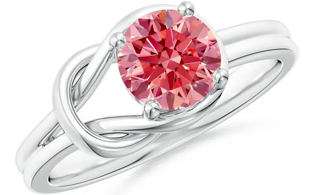 Solitaire Round Lab Grown fancy Intense Pink Diamond Ring