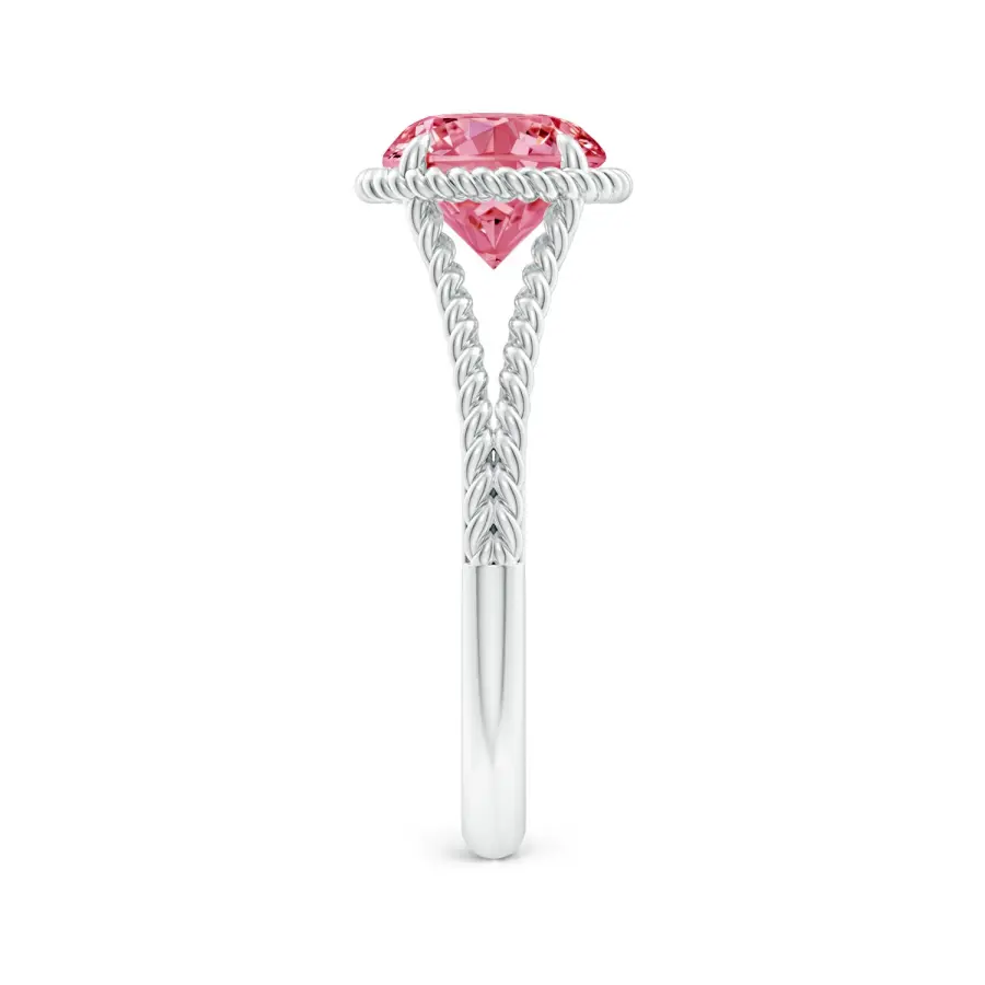 Round Solitaire Lab Grown Pink Dianomd Ring