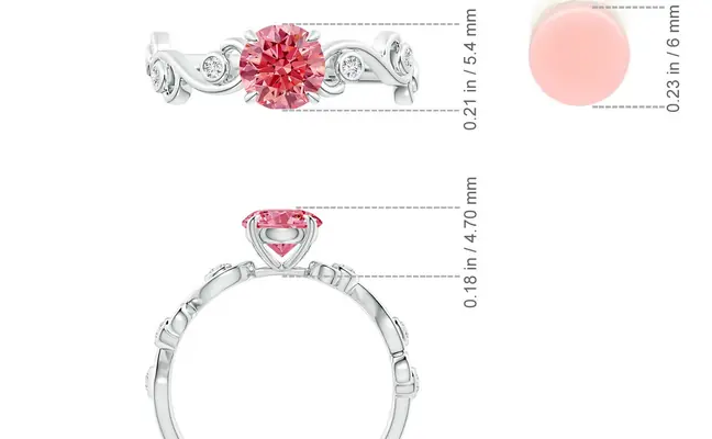 Pink  Lab Grown Ivy Scroll Ring