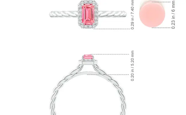 Fancy Vivid Pink Emerald Cut Lab Grown Diamond Ring
