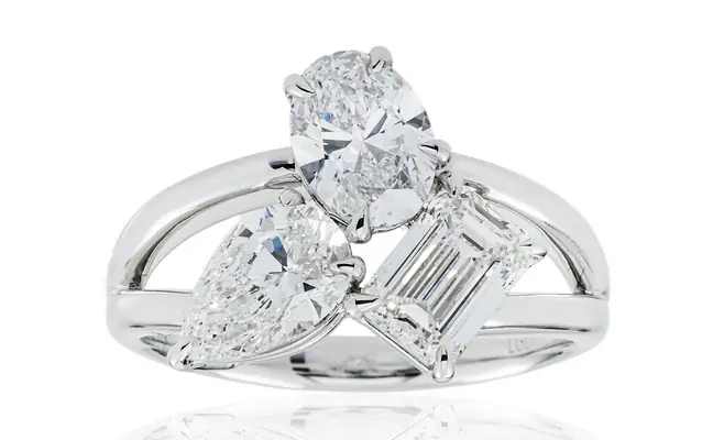 Three Stone Multi Shape Diamond Engagement Ring