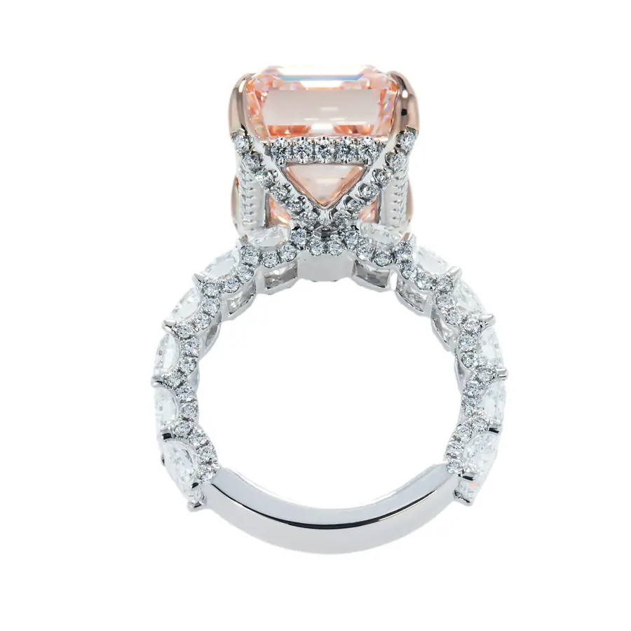 Vivid Pink Emerald Lab Grown Diamond Ring