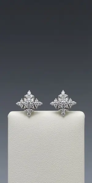 Northern Star" 18K White Gold Diamond Cluster Stud Earrings (0.65ct DWT)