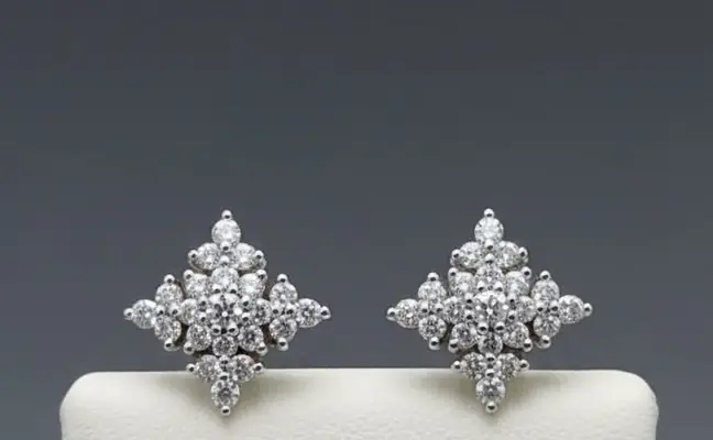 Northern Star" 18K White Gold Diamond Cluster Stud Earrings (0.65ct DWT)