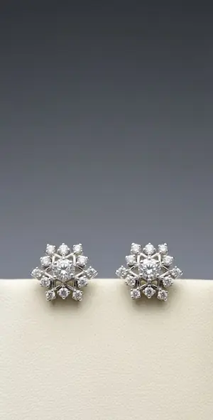 Arctic Starburst" 18K White Gold Diamond Cluster Stud Earrings (1.30ct DWT)