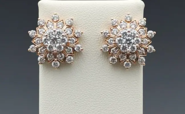 Grand Blossom" 18K Rose Gold Diamond Cluster Stud Earrings (1.03ct DWT)