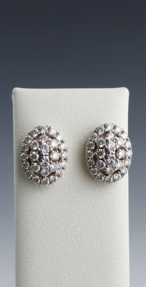 Starlight Dome" 18K White Gold Diamond Pave Cluster Stud Earrings (0.32ct DWT)
