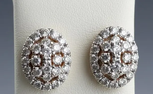 Starlight Dome" 18K White Gold Diamond Pave Cluster Stud Earrings (0.32ct DWT)