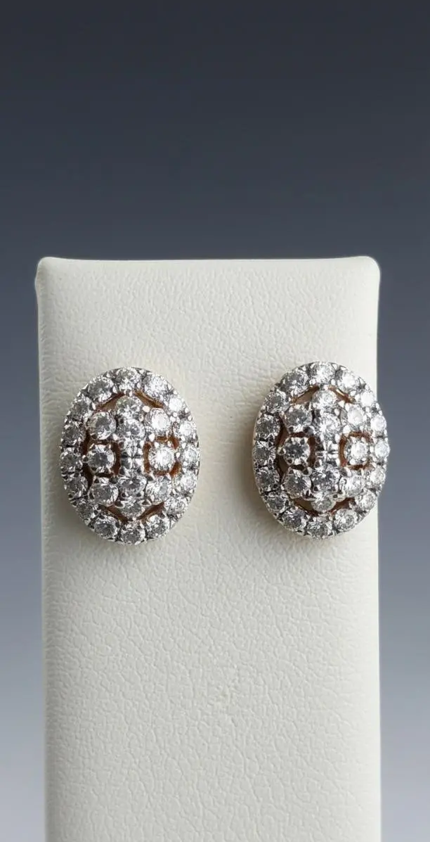 Starlight Dome" 18K White Gold Diamond Pave Cluster Stud Earrings (0.32ct DWT)
