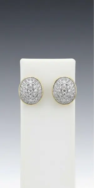 Halo Soleil" 18K Two-Tone Diamond Cluster Stud Earrings (0.57ct DWT)