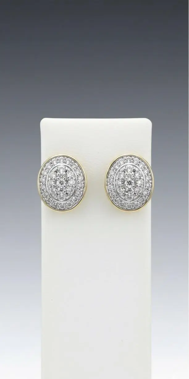 Halo Soleil" 18K Two-Tone Diamond Cluster Stud Earrings (0.57ct DWT)