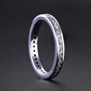 Channel Set Round Diamond Wedding Band.