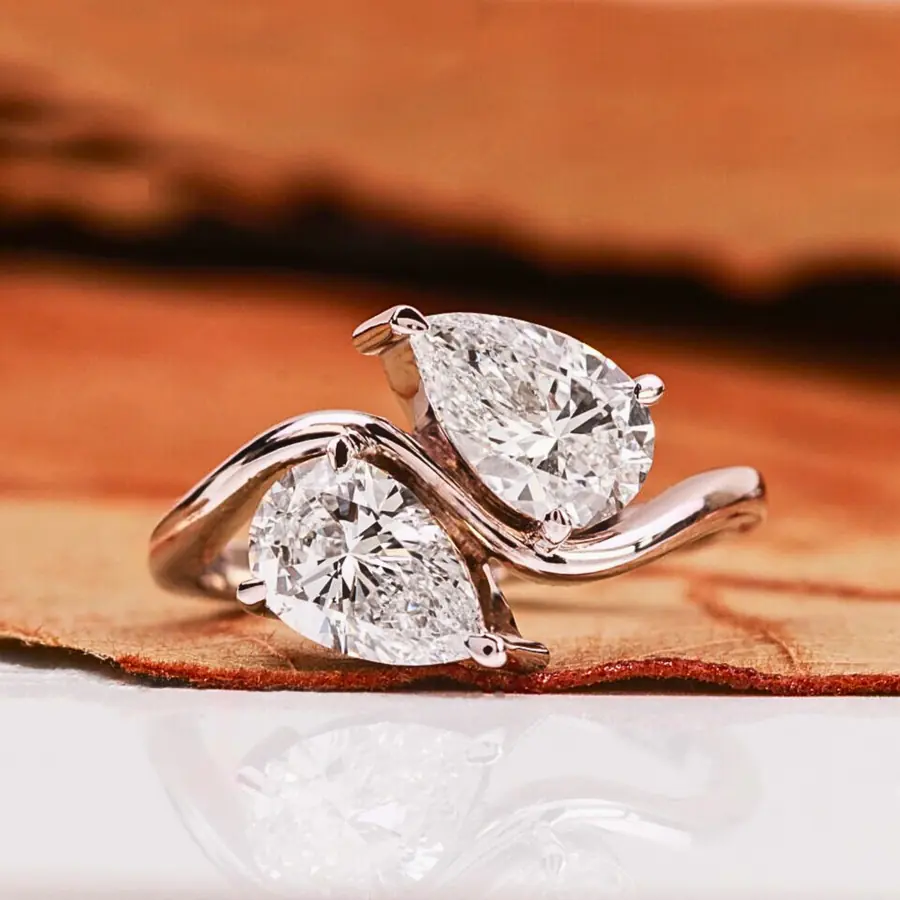 Pear Cut Toi Et Moi Lab Grown Diamond Ring