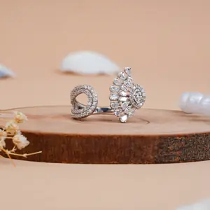Peacock Heritage Adjustable Ring with Pear Marquise Diamond