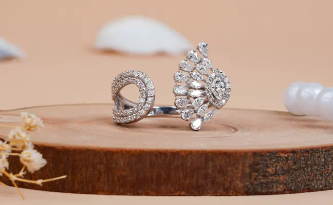 Peacock Heritage Adjustable Ring with Pear Marquise Diamond