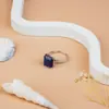 Vintage Blue Sapphire Square Emerald Cut Diamond Engagement Ring, image 2